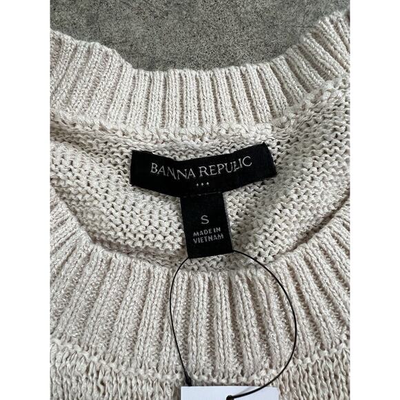 NWT Banana Republic Women Cotton Blend Slouchy Sweater T-Shirt S Ivory Cream $85 - Picture 3 of 9